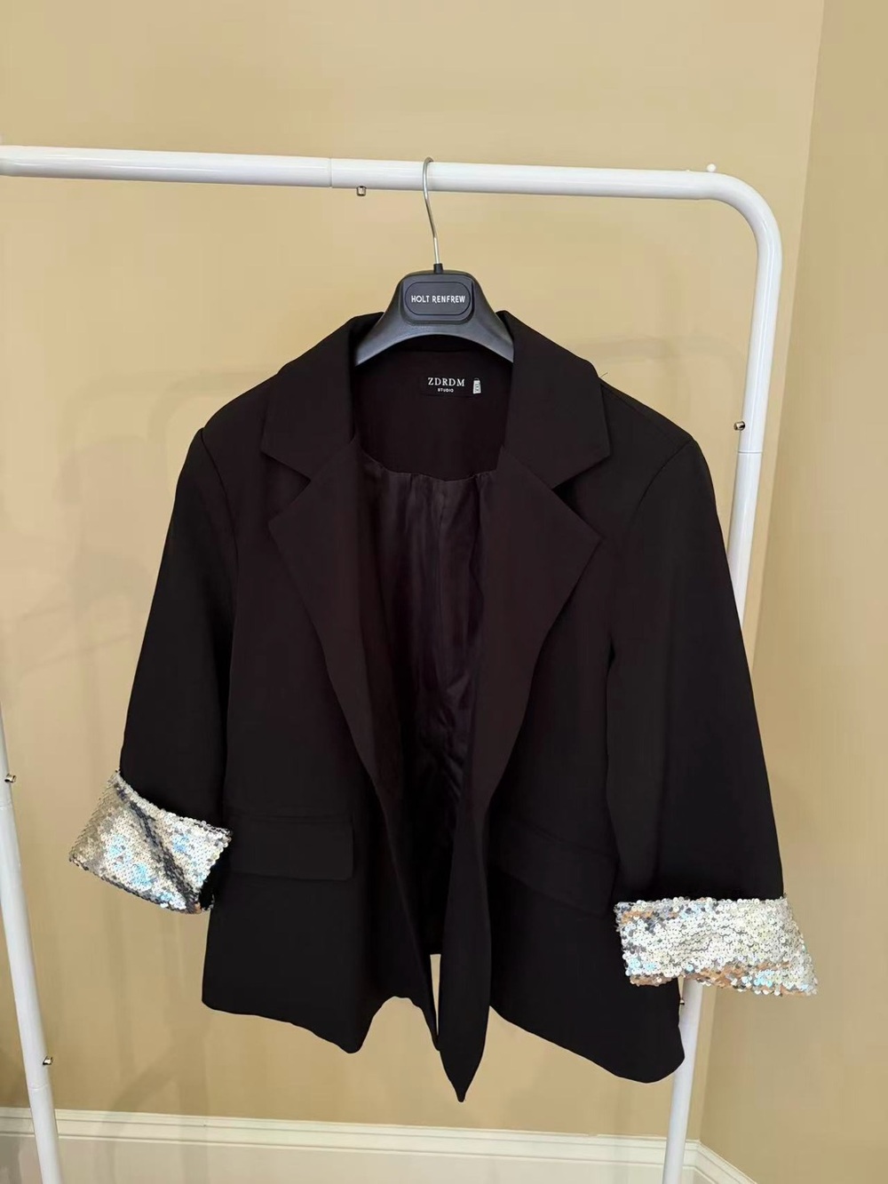 Z|DRDM Black Blazer with Silver Sequin Cuffs